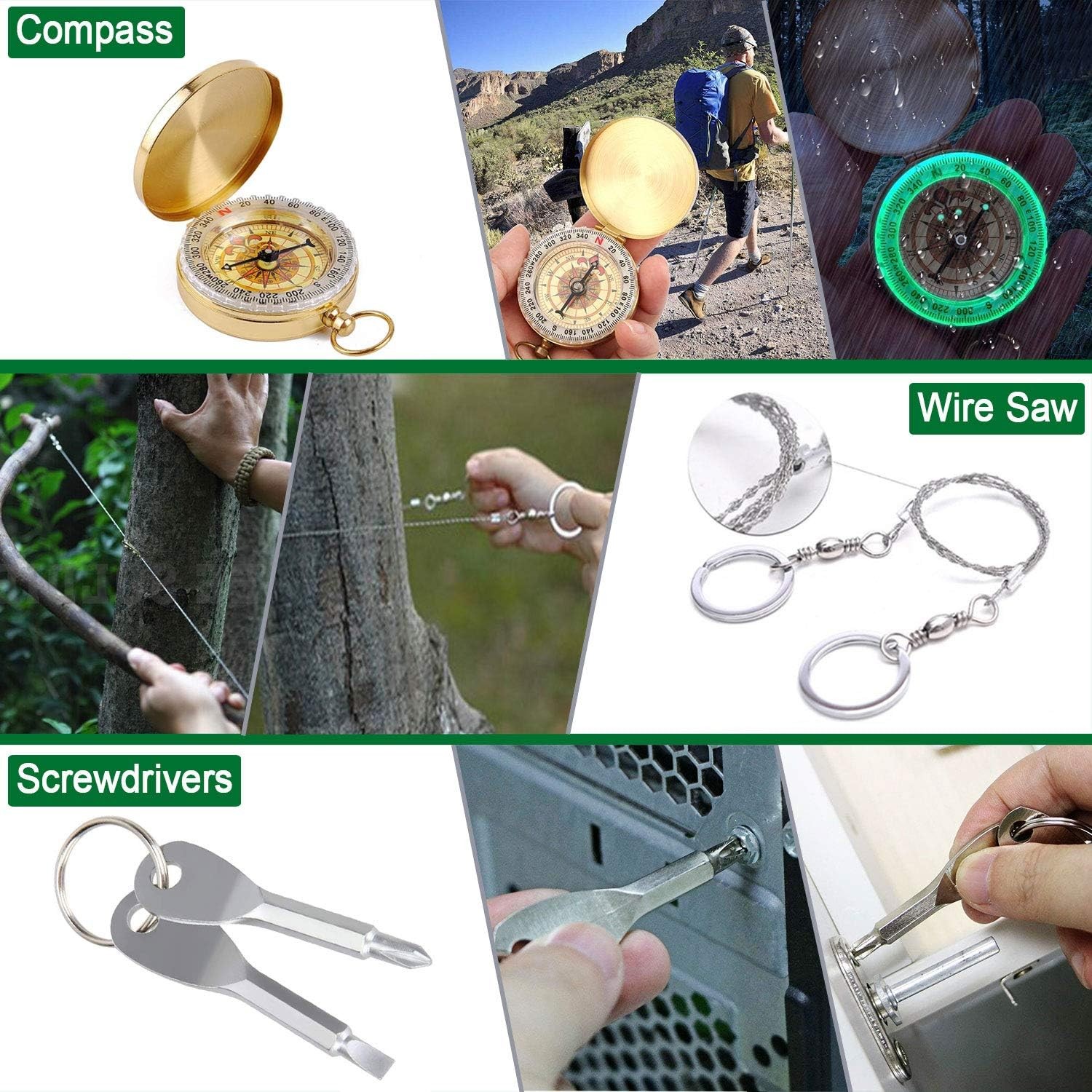 Survival Kit 35 1 First Aid Kit Survival Gear for Camping Hiking Hunting Fishing