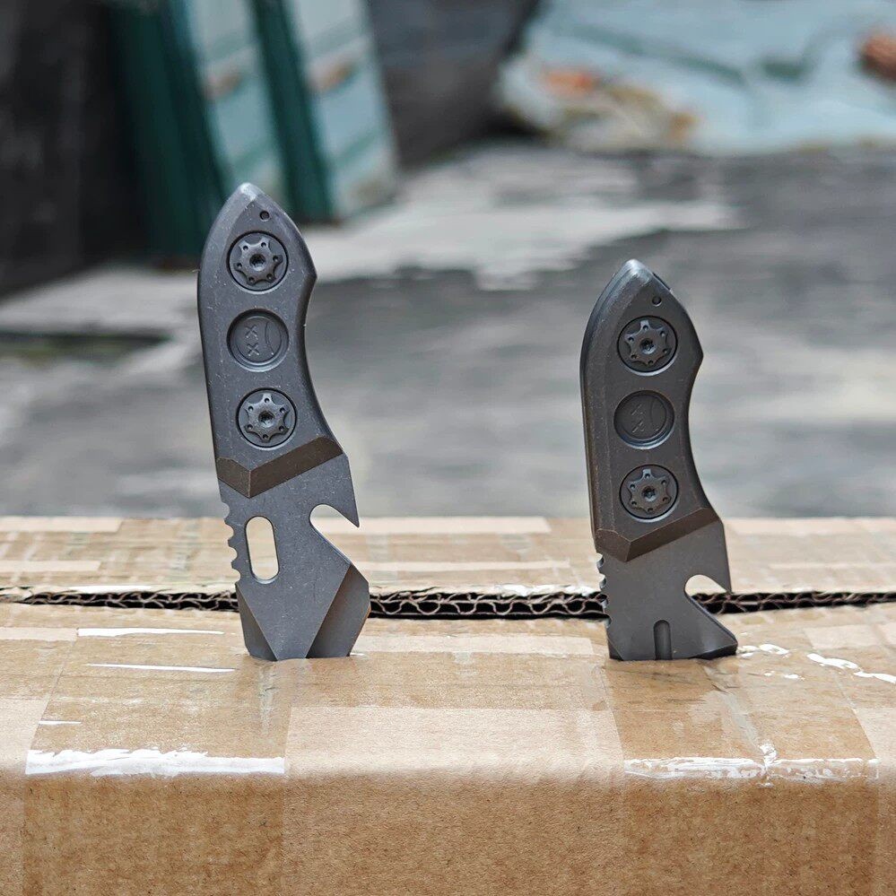 DC53 Steel Titanium Pry Bar Mini Utility Cutter EDC Tool with Kydex Sheath