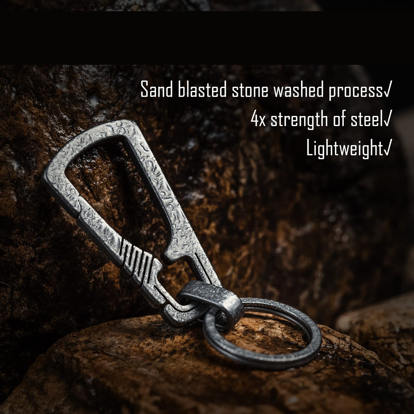 EDC Titanium Key Clip, Carabiner Keychain Organizer, Silver