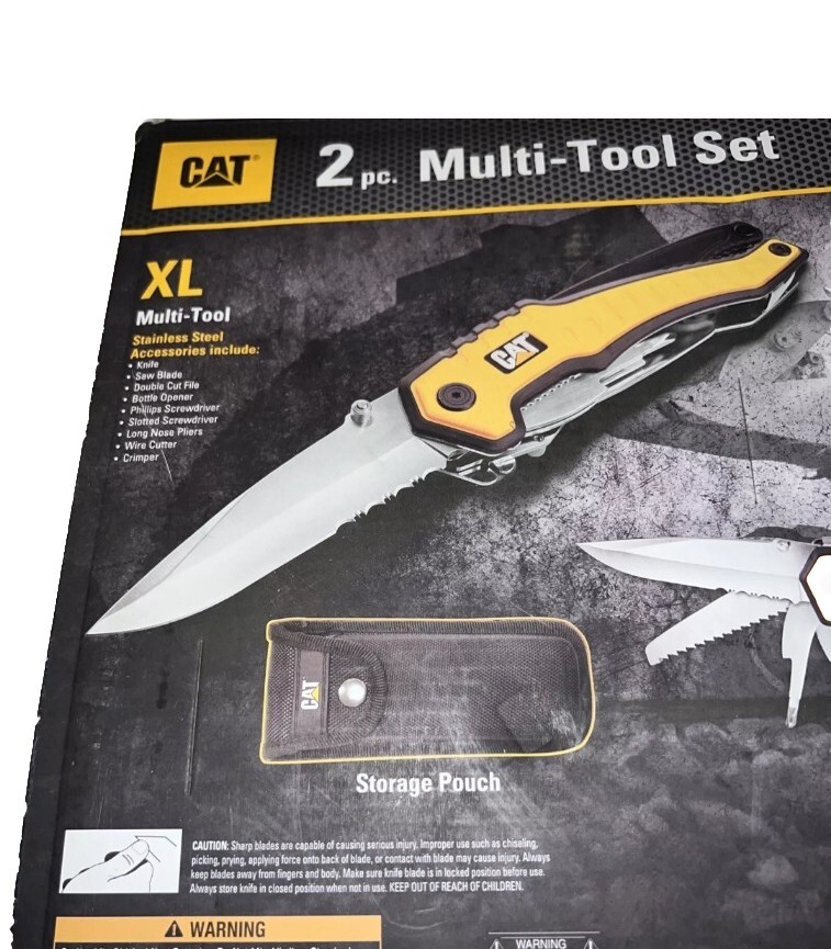 CAT 2 Piece XL Multi-Tool Set, And 5-in-1 Mini Keychain With Storage Pouch