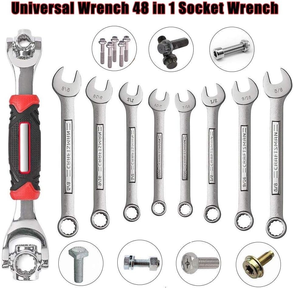 Universal Wrench 52 in 1 Socket Tool Multifunctional 360° Rotating Head
