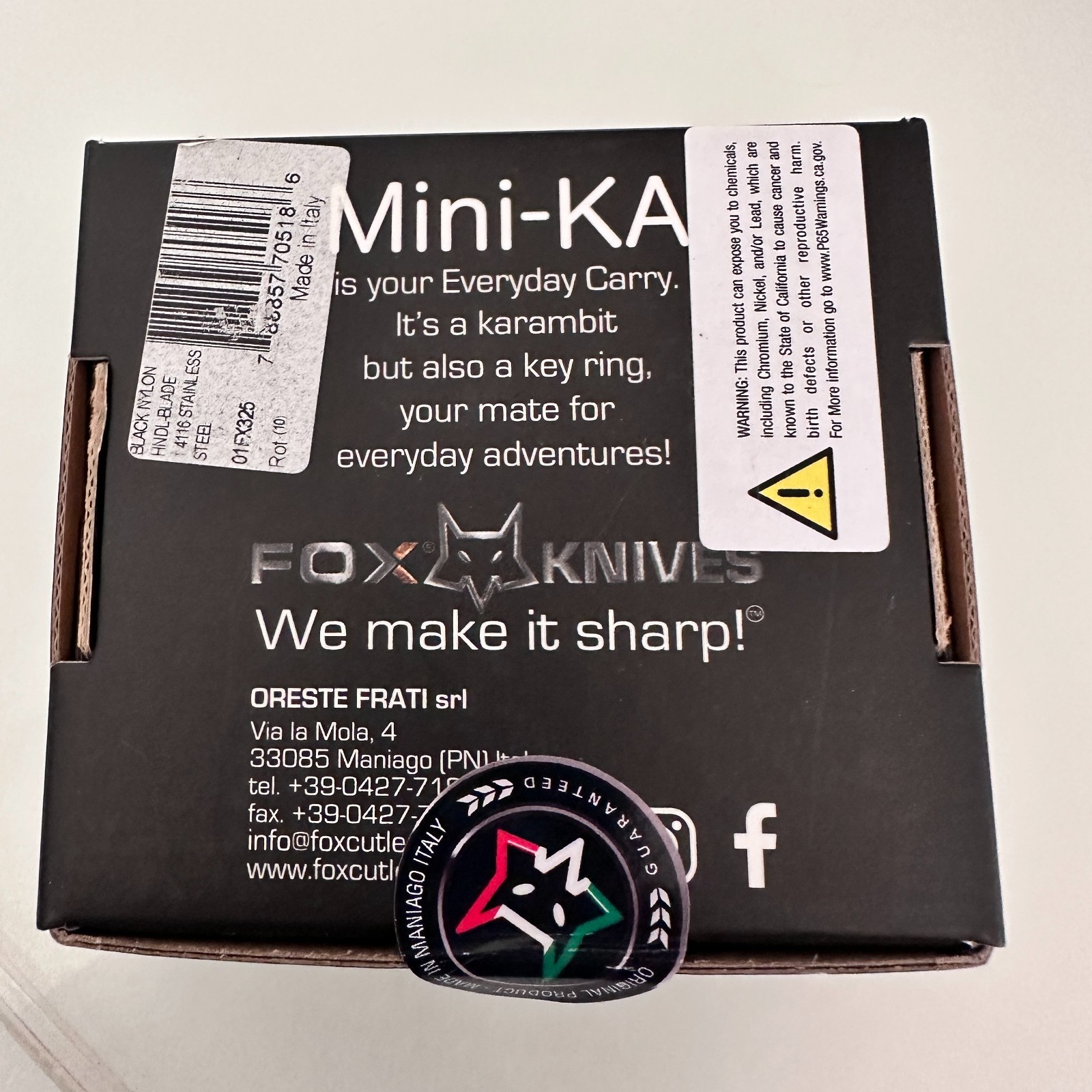 FOX KNIVES Mini-KA Folding FX-535 B Knife 1″ Blackout