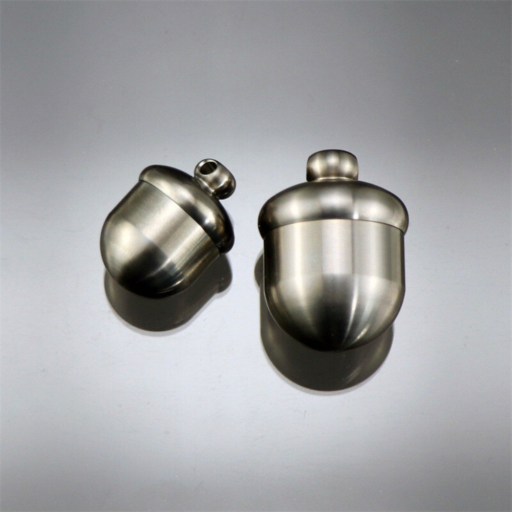 EDC Portable Pure Titanium Acorn Shape Waterproof Case Pill Box Ti Chain Pendant