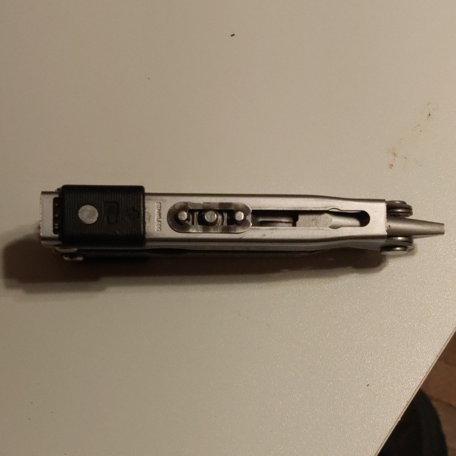 Gerber Multi-Tool Stainless Steel Silver Knife File Pliers Bottle Opener Ruler