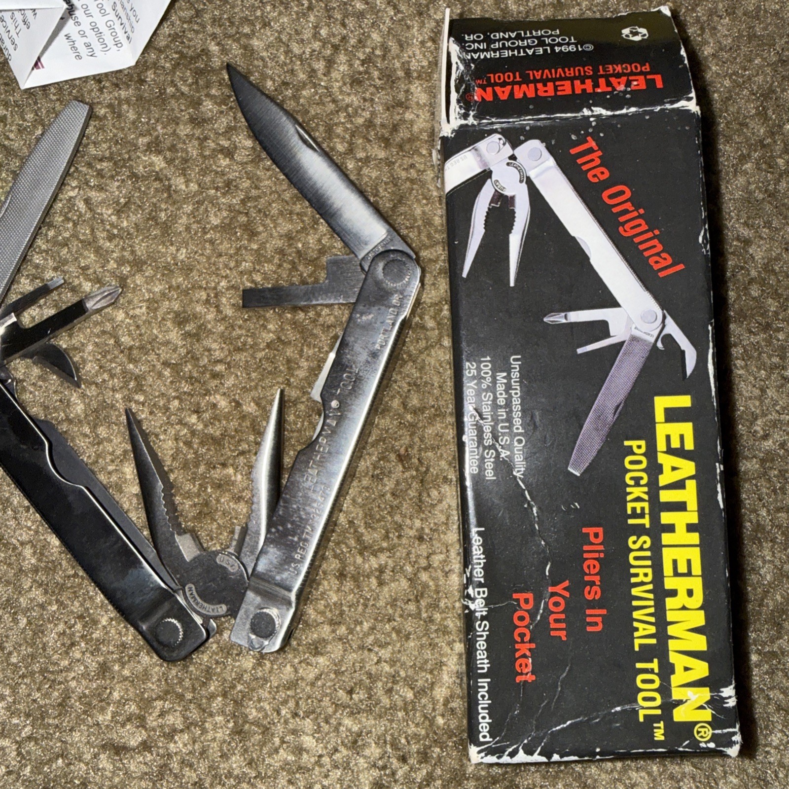 Vtg LEATHERMAN Multi Tool w Leather Case Portland, Oregon USA Box 1994 NEW