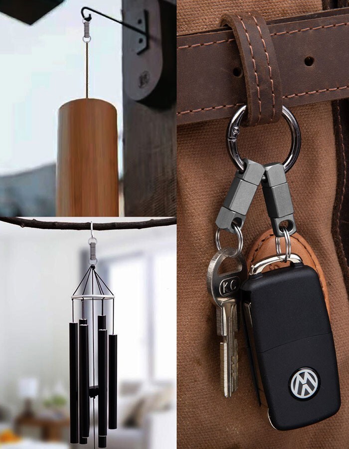 EDC 360° Rotate Titanium Alloy Keychain Portable Double Keyrings Pendant Tool