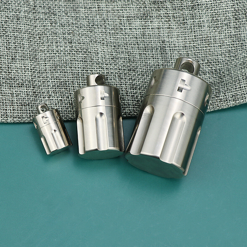 EDC Titanium Alloy Pill Case Holder Container Waterproof Keychain Pendant Gift