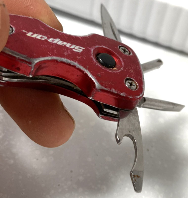 Snap-On multi tool function tool flashlight knife red bottle opener