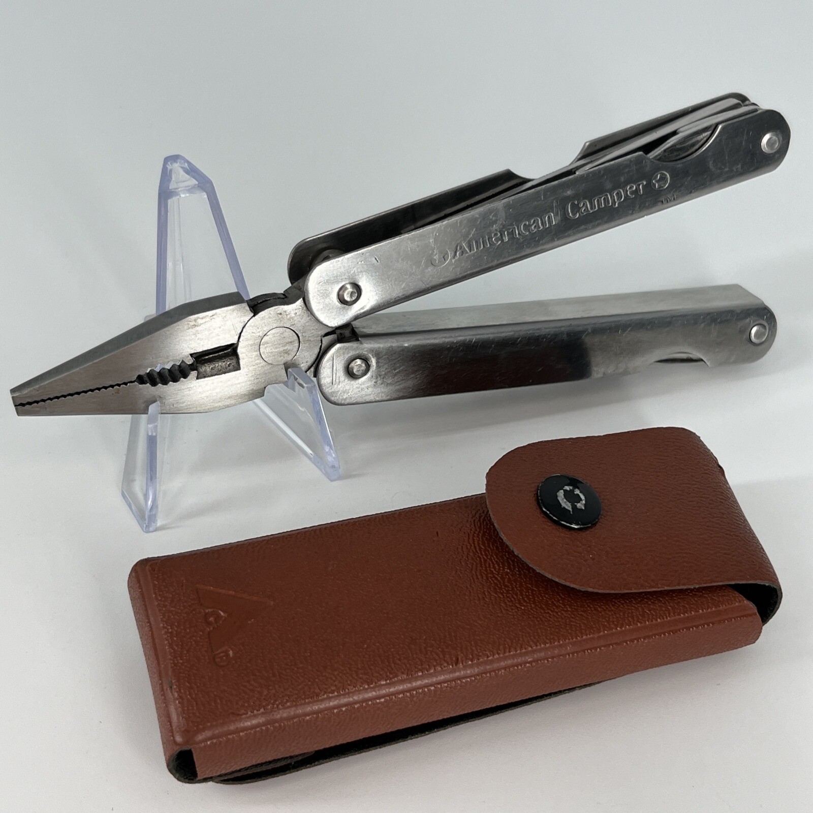 American Camper Stainless Steel 13 In 1 Multi Tool Pliers with Brown Sheath