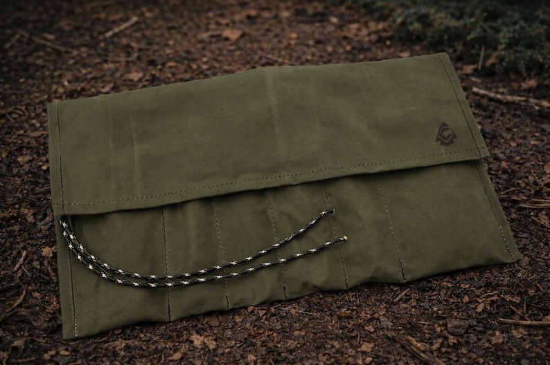 Waxed Canvas Bushcraft Tool Roll: Camping Utensil & Carving Tool Kit