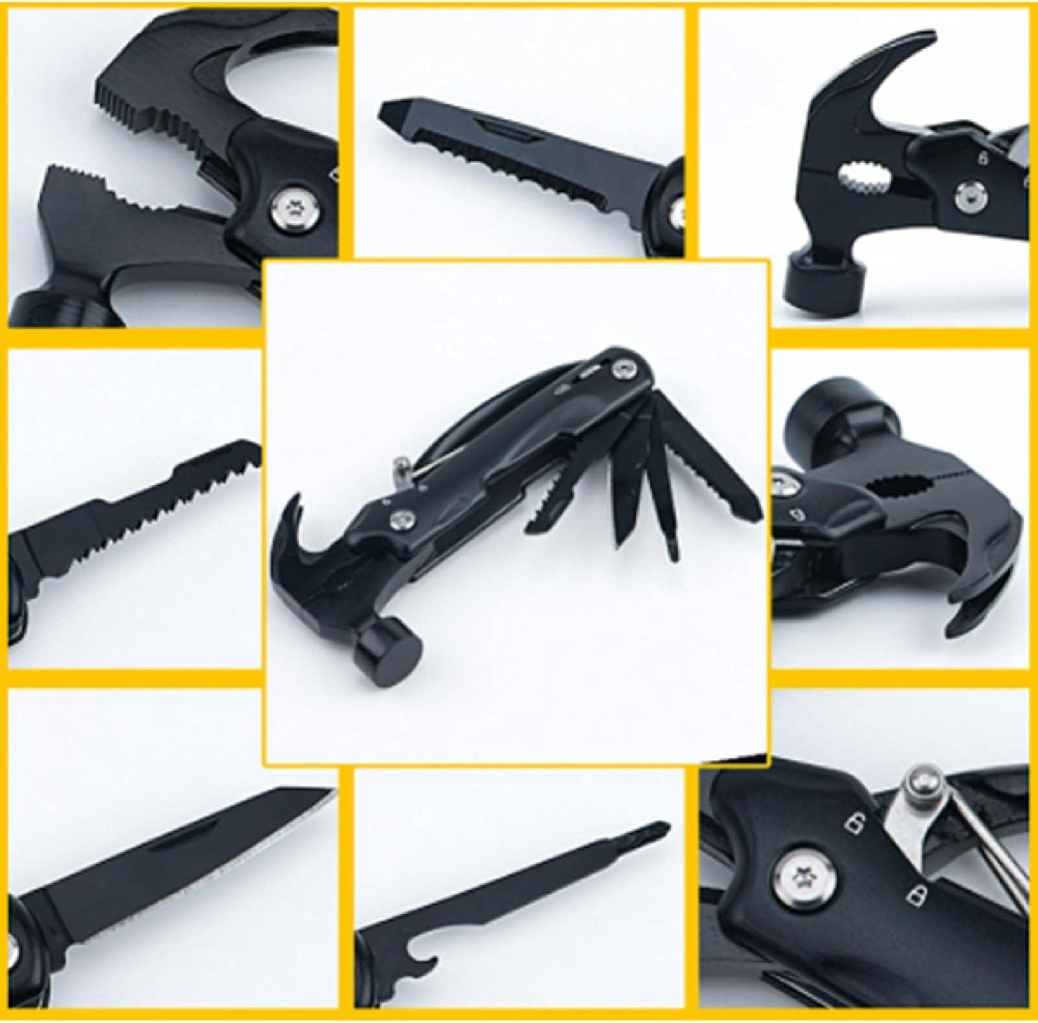 12 in1 Multi-Tool Mini Hammer Outdoor Camping Gear Survival Tool Gift for Men