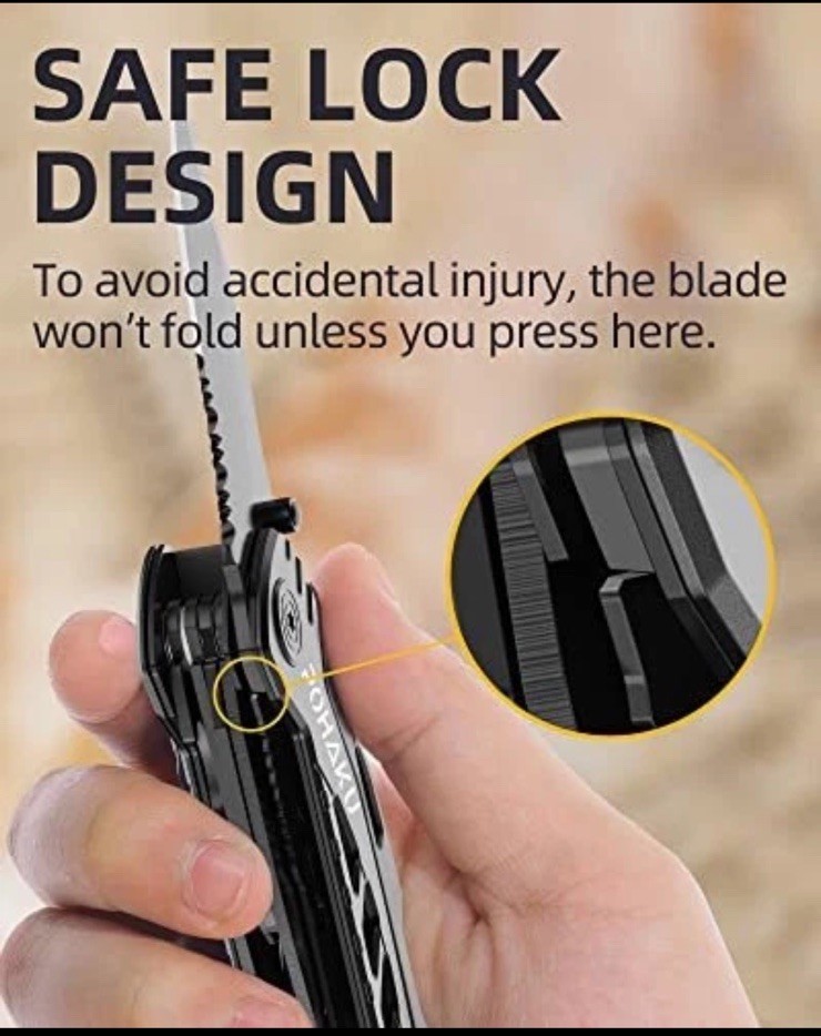 Multitool Knife, Pohaku 13 in 1 Pocket Multitool, Multi Tool with 3″ Large Blade