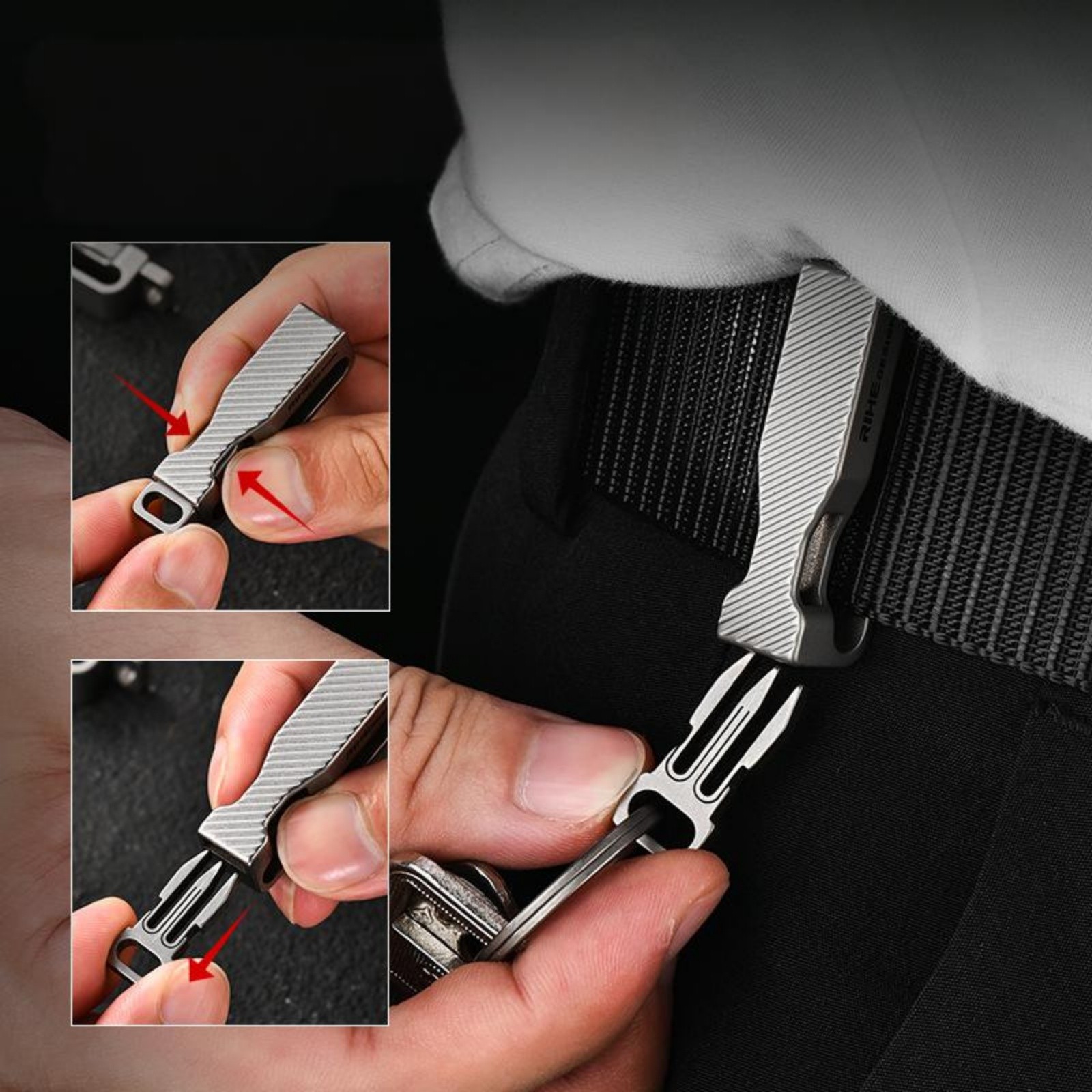 Titanium Alloy Quick Release Belt Clip EDC Waist Keychain Holder Lightweight