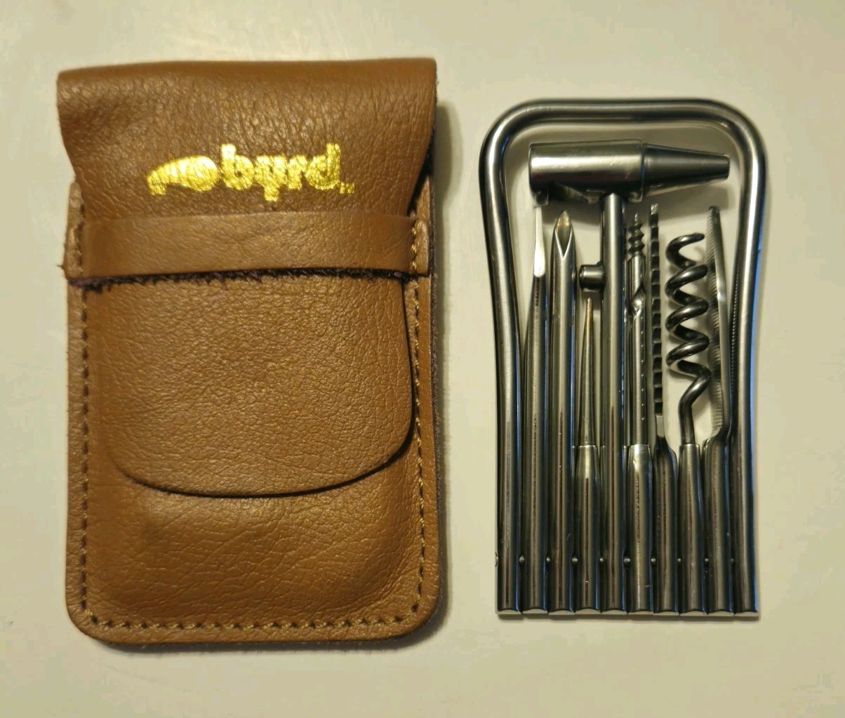 Discontinued Byrd Knife BY13 8-Tool Harp Multitool By Spyderco with Leather Case