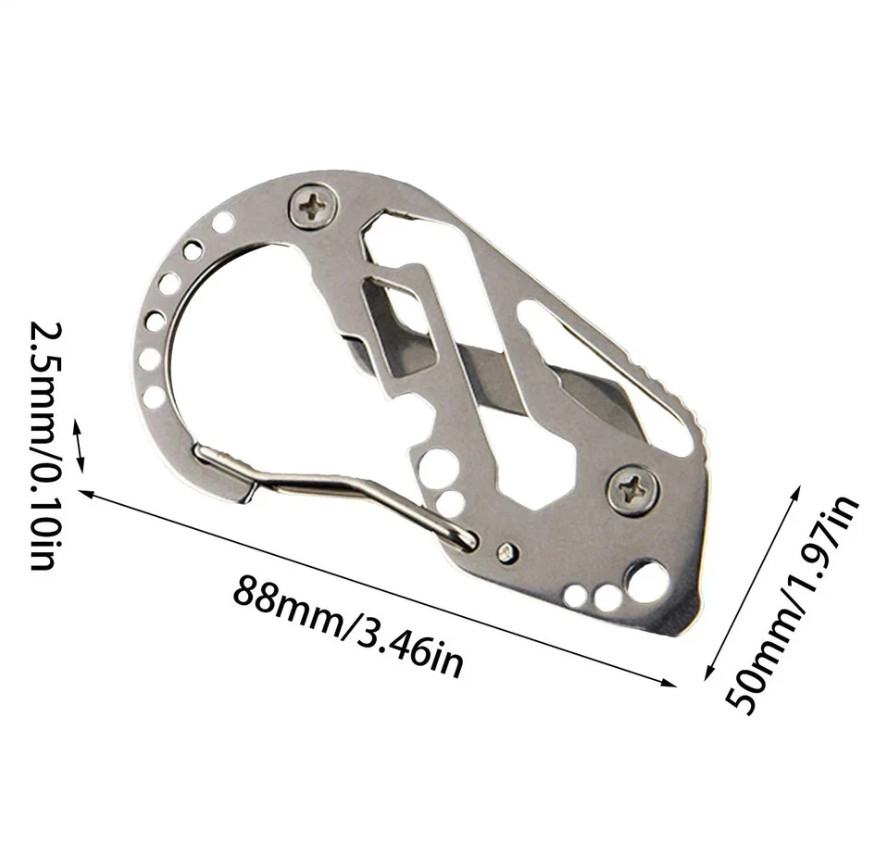 Stainless Multi Tool EDC Pocket Survival Carabiner Screwdriver Keychain Wrench**