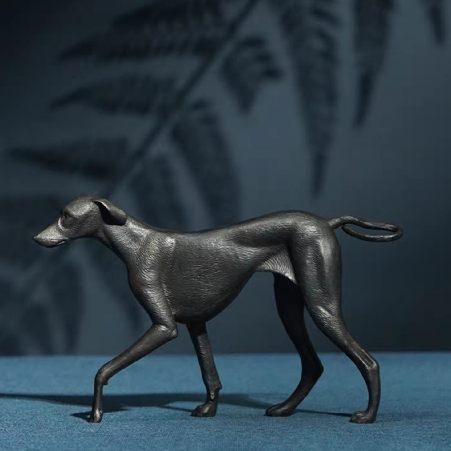 Brass copper sculpture Greyhound ornament Artistic animal canine dog