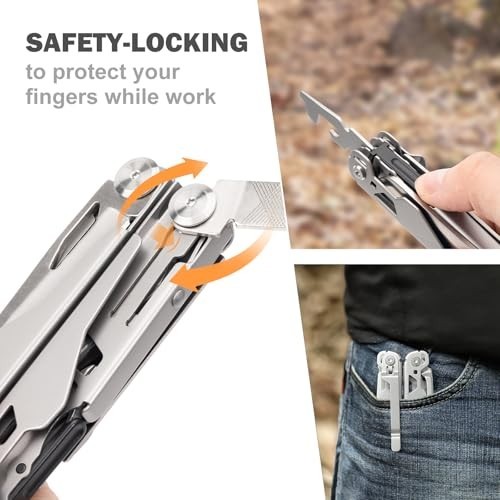 Multitool Stainless Steel 22-in-1 Pliers with Safety Locking Pocket Knife