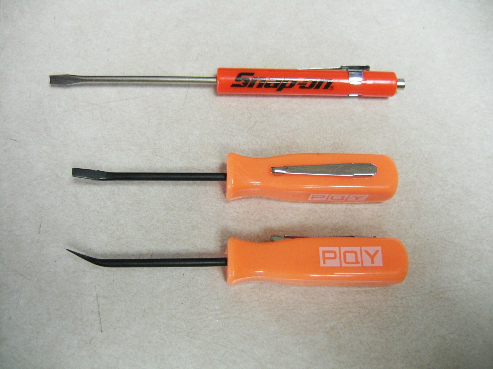Snap On Pocket Screwdriver & 2 PQY Pocket Mini Pry Bar Tools **Orange** *NEW*