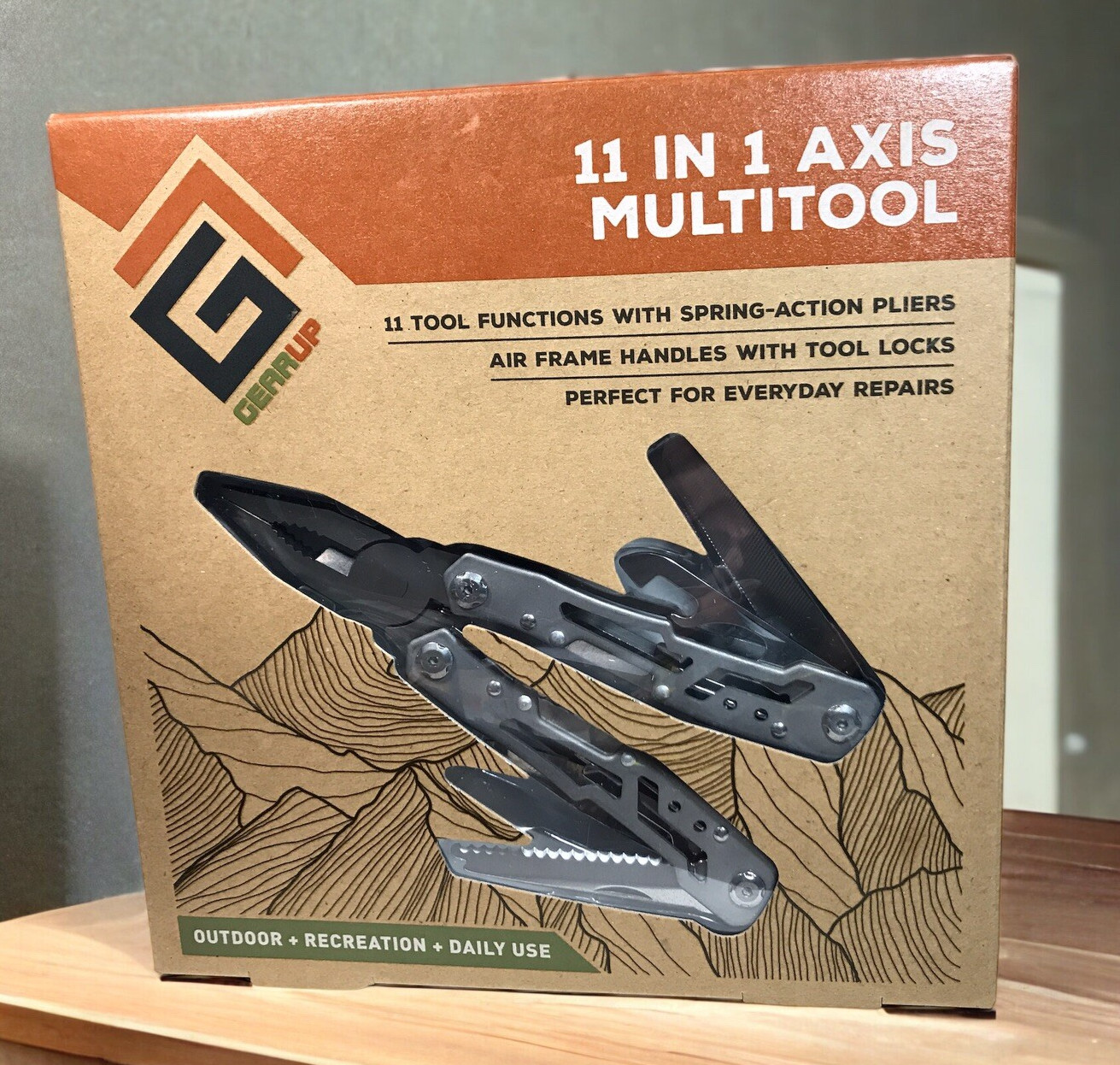 Gear Up Trail 11-in-1 Multi Tool Stainless Steel Outdoor w/ Holder