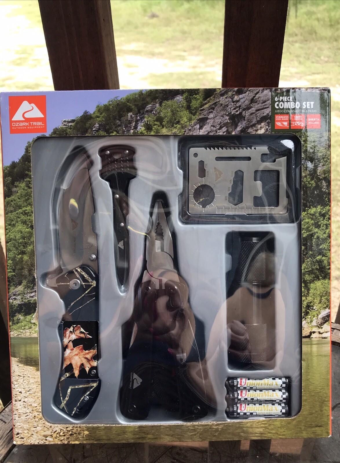 Ozark Trail-6 Pc. Camo Combo Set-Knife W/Sheath, Tool, Flashlight-BRAND NEW