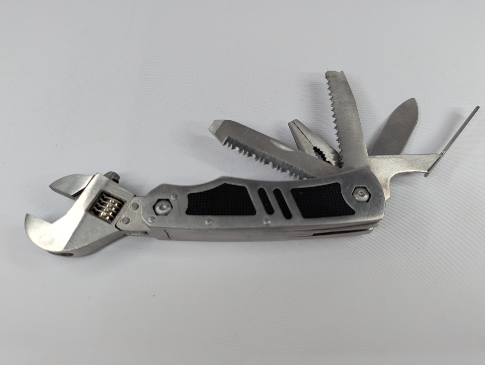 Husky Multi-Tool Adjustable Wrench Folding Knife Saw Pliers File EDC Stainless