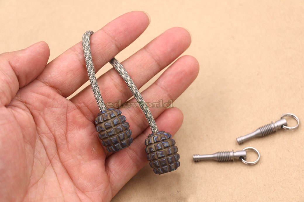 Titanium Alloy Parachute Cord Lanyard Knife Bead Key Chain Pendant DIY EDC Tool