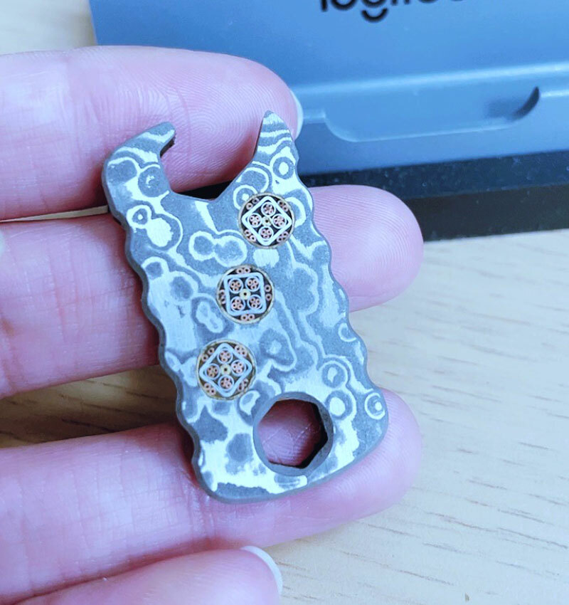 EDC Damascus Steel Multi Tools Card Necklace Wrench Bottle Opener Keychain