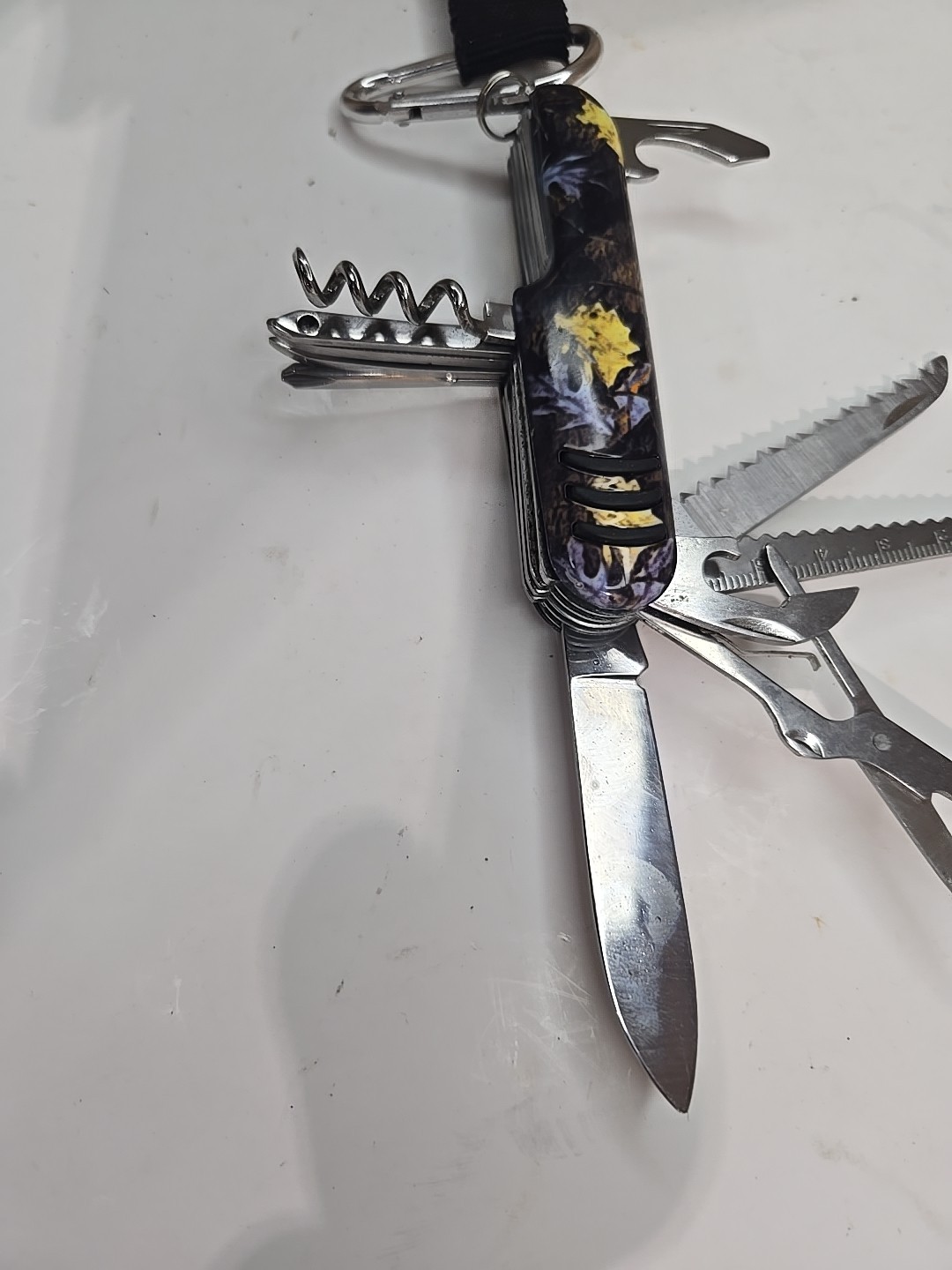 Multi-Purpose, Chrome, Multi-Tool Pocket Knife Saw Corkscrew File & More 11 in 1