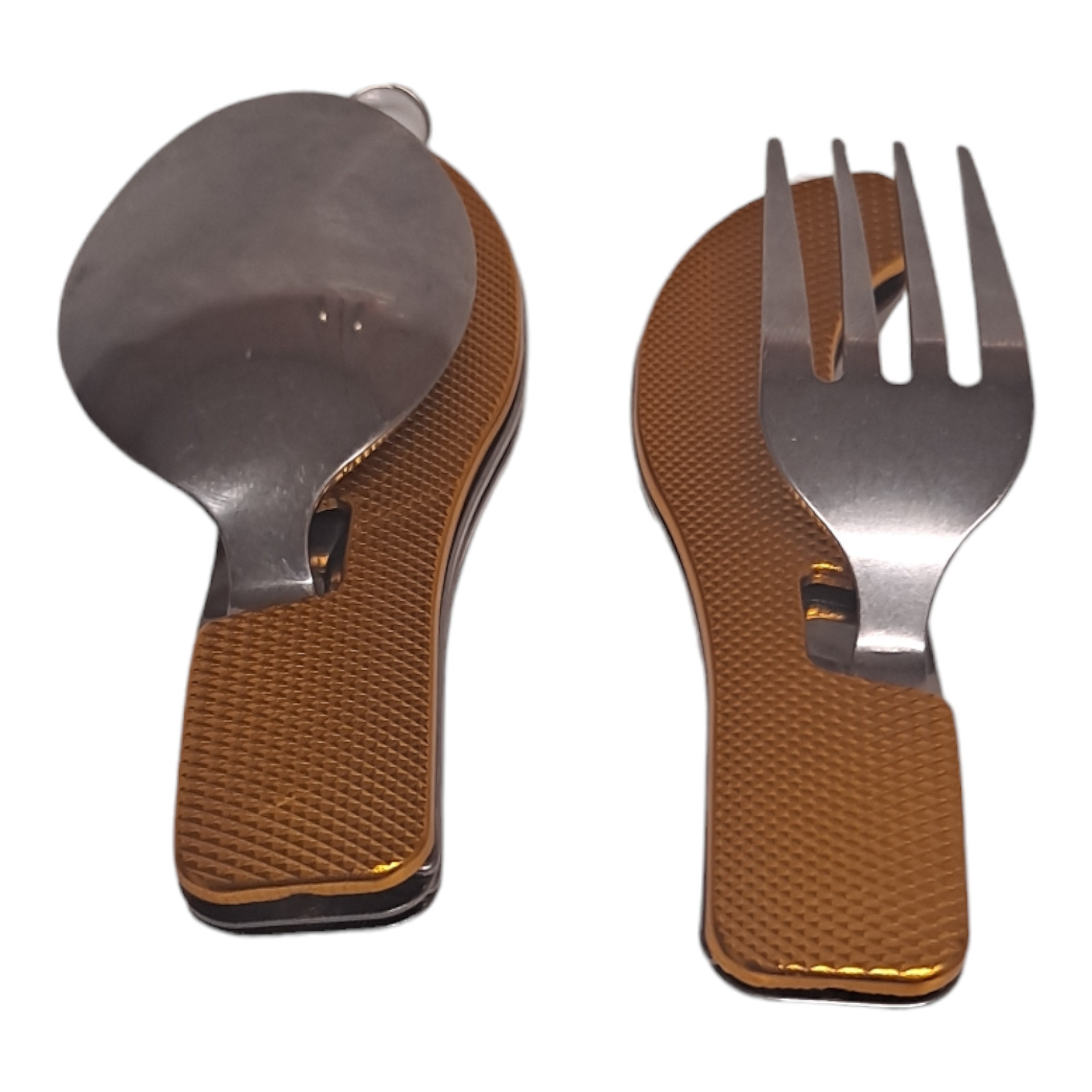 2PC Folding Cutlery Set Eating Utensils Fork Spoon Knife Bottle Opener