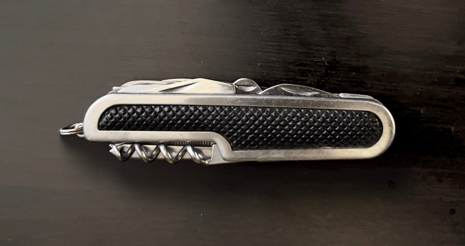 Vintage 3.5″ Stainless Steel 9-in-One Multi-Tool Pocket Knife & Key Chain w/Grip