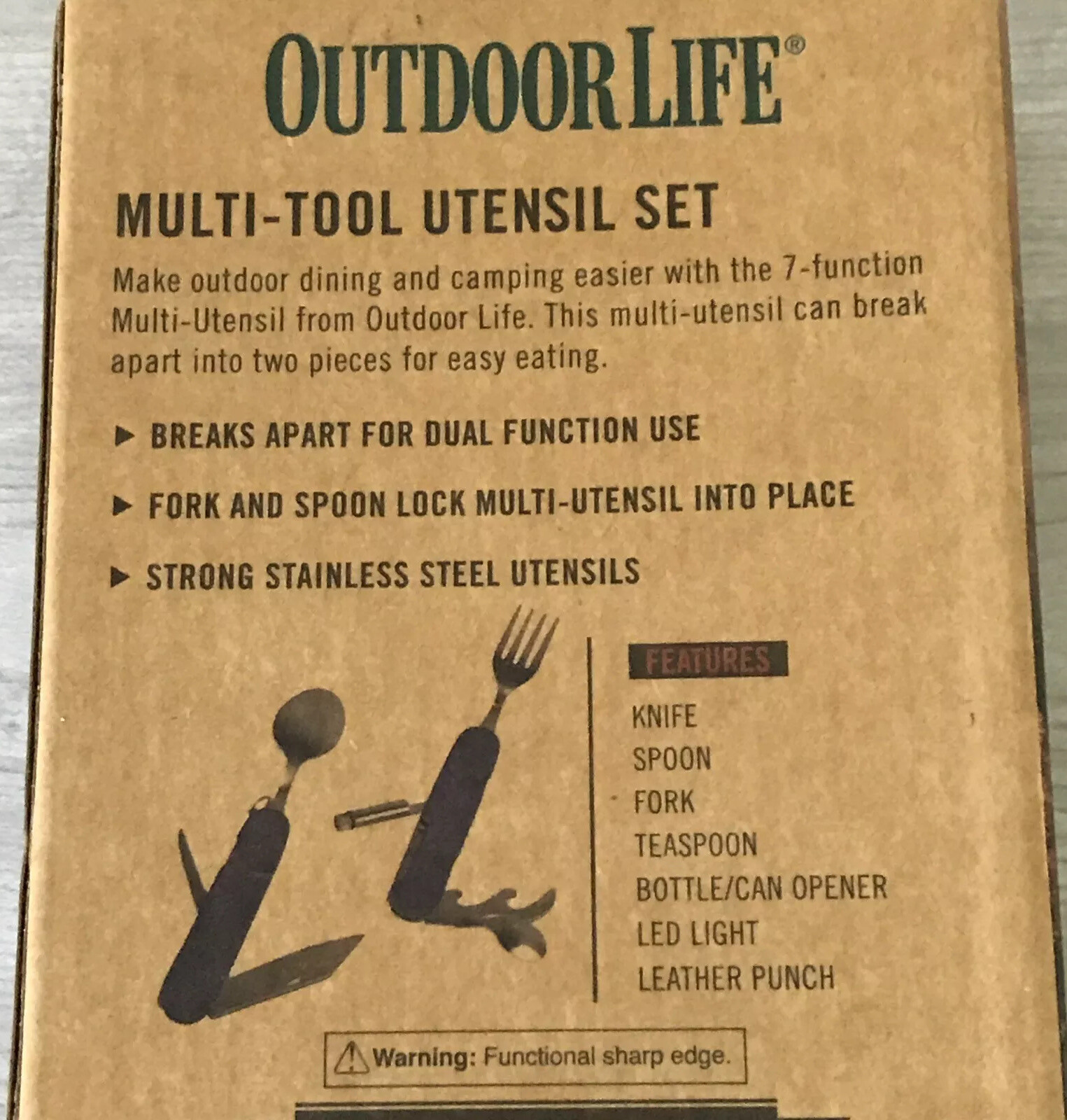 Outdoor Life Multi Tool Utensil Set Stainless Steel New In Box