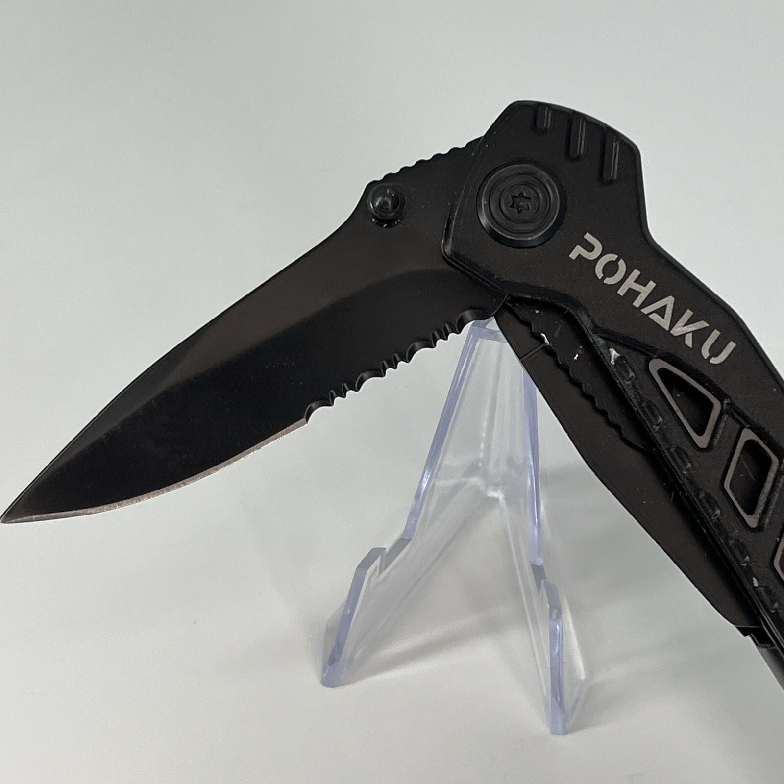 Pohaku Black Stainless Steel Multi Tool Knife, Pliers, File & More Nylon Sheath