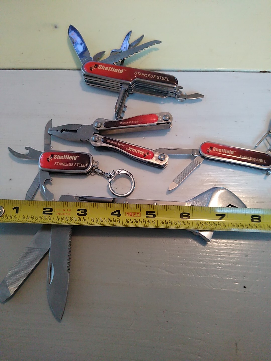 Sheffield 5Pc Pocket Knife Tool Kit: Multi-Function Pocket Knives