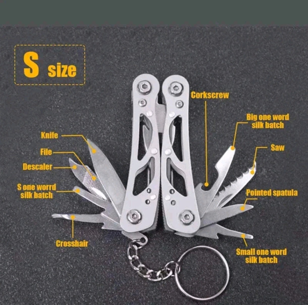 Multifunction Stainless Steel MultiTool – Small Size Folding Pliers with Key Ring