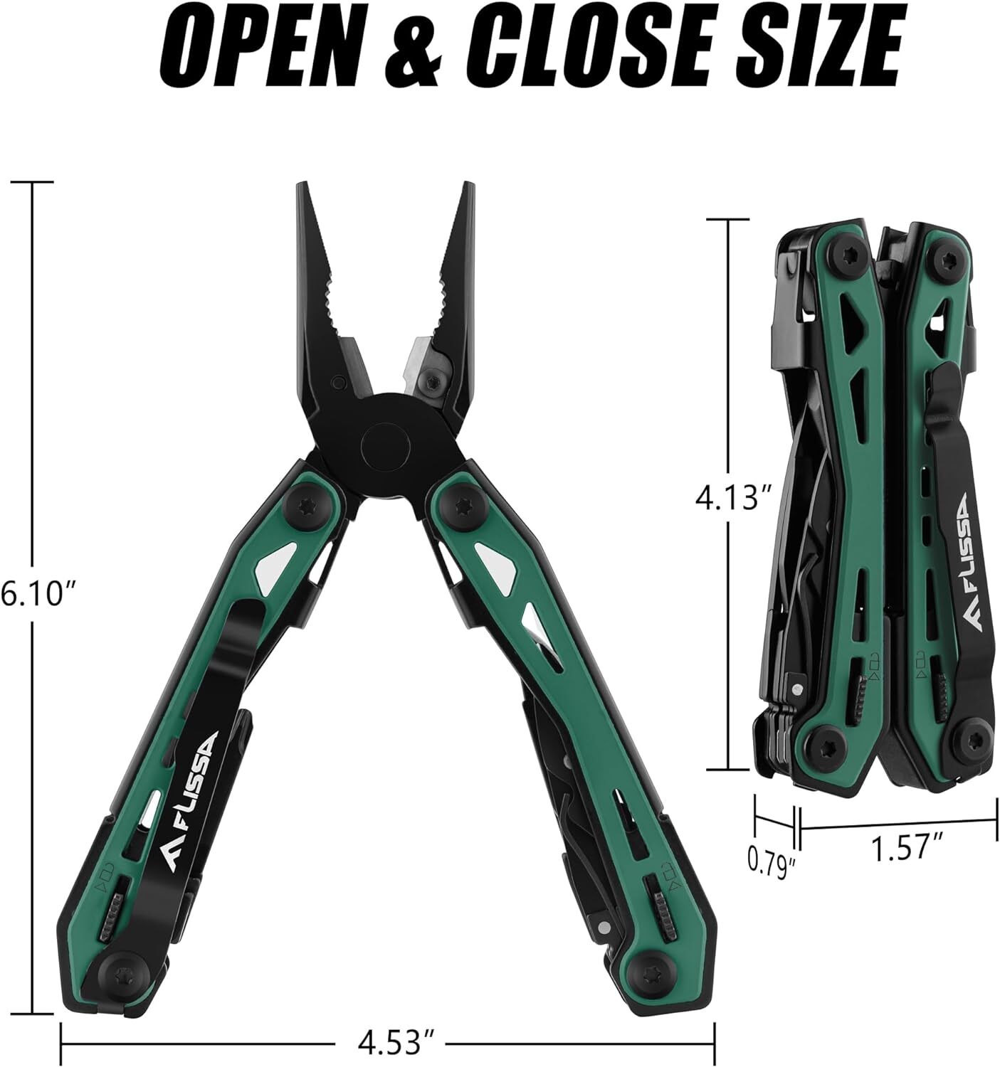 2025 FLISSA 16-in-1 Multi Tool Pliers Belt Clip and Oxford Pouch Camping Outdoor
