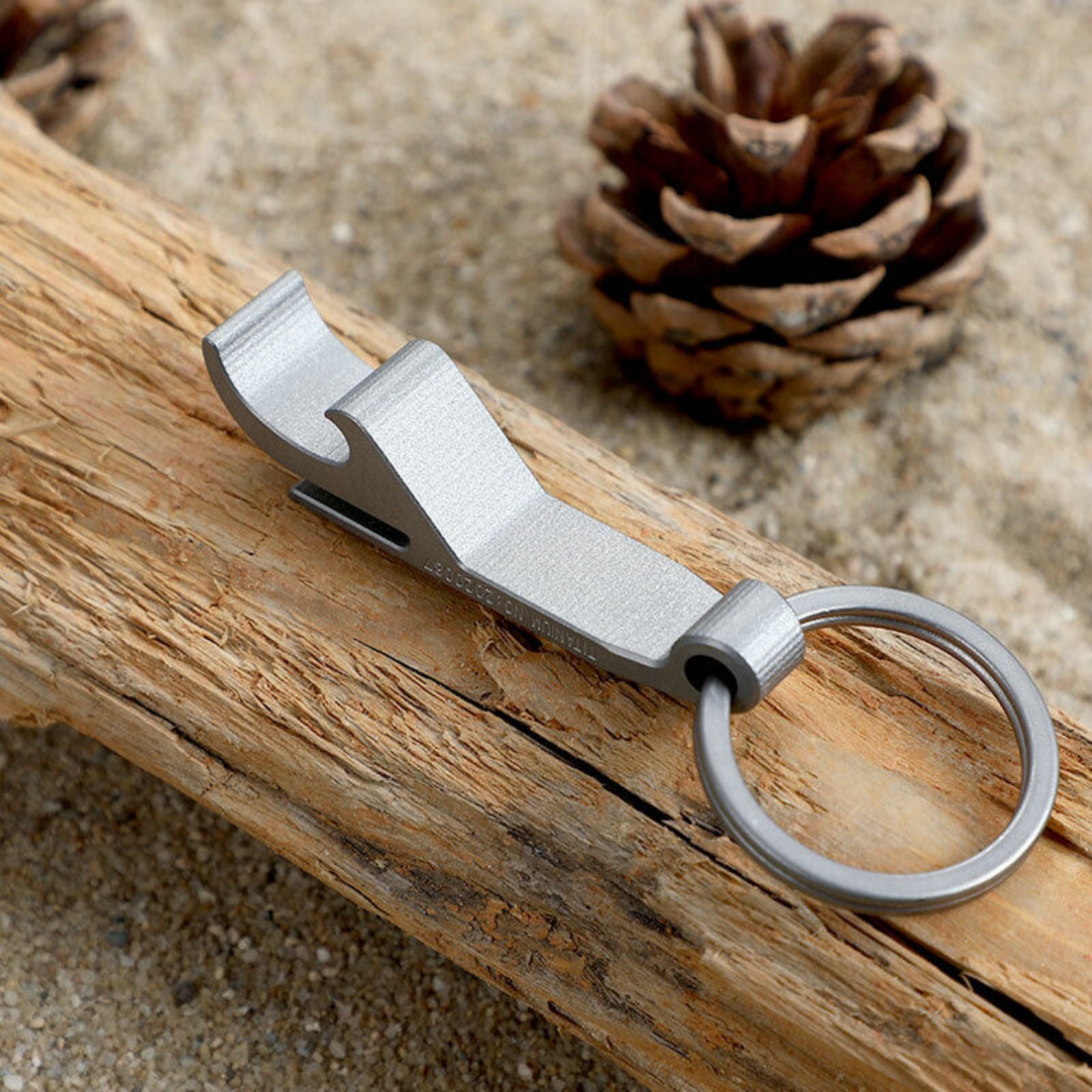 CNC Titanium Alloy Bottle Opener Key Chain Pendant EDC Tool with 25mm Key Ring