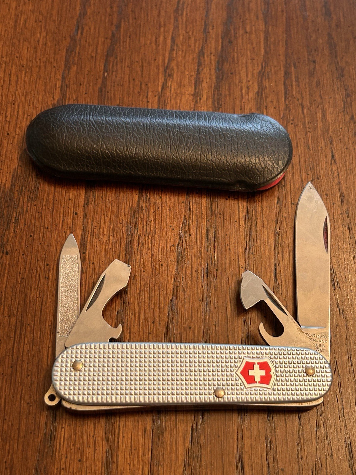 Vintage Victorinox Pioneer Alox Swiss Army Knife + Leather Case