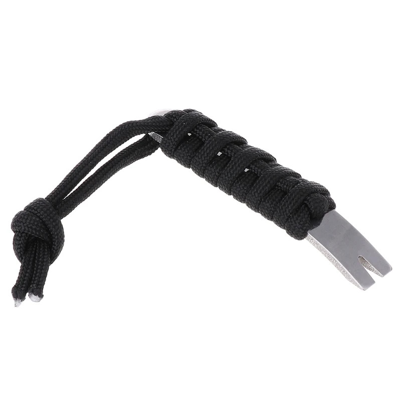 Mini EDC Tool Crank Crowbar Pocket Pry Bar Paracord Scraper Opener Winder Staple
