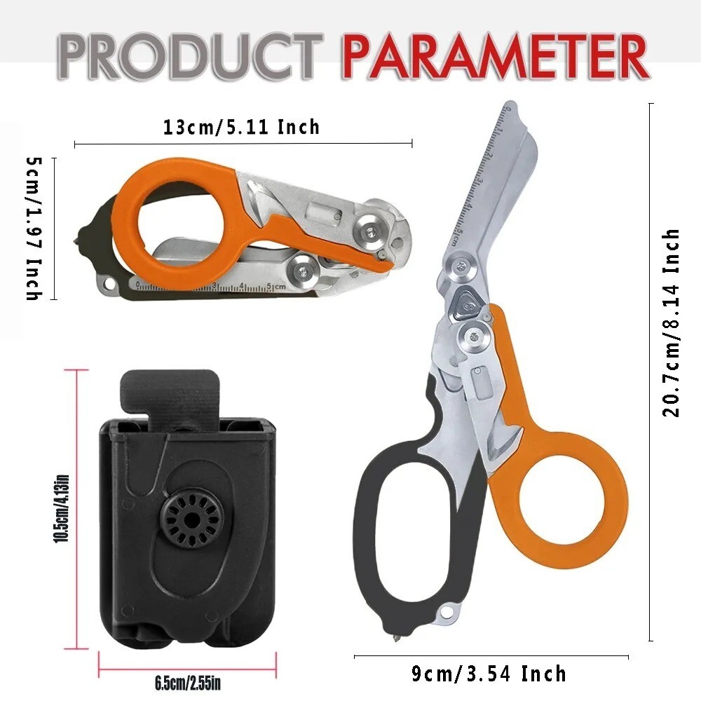 Tactical Folding Rescue Shears EMT Survival MultiTool Scissors Glass Break NEW