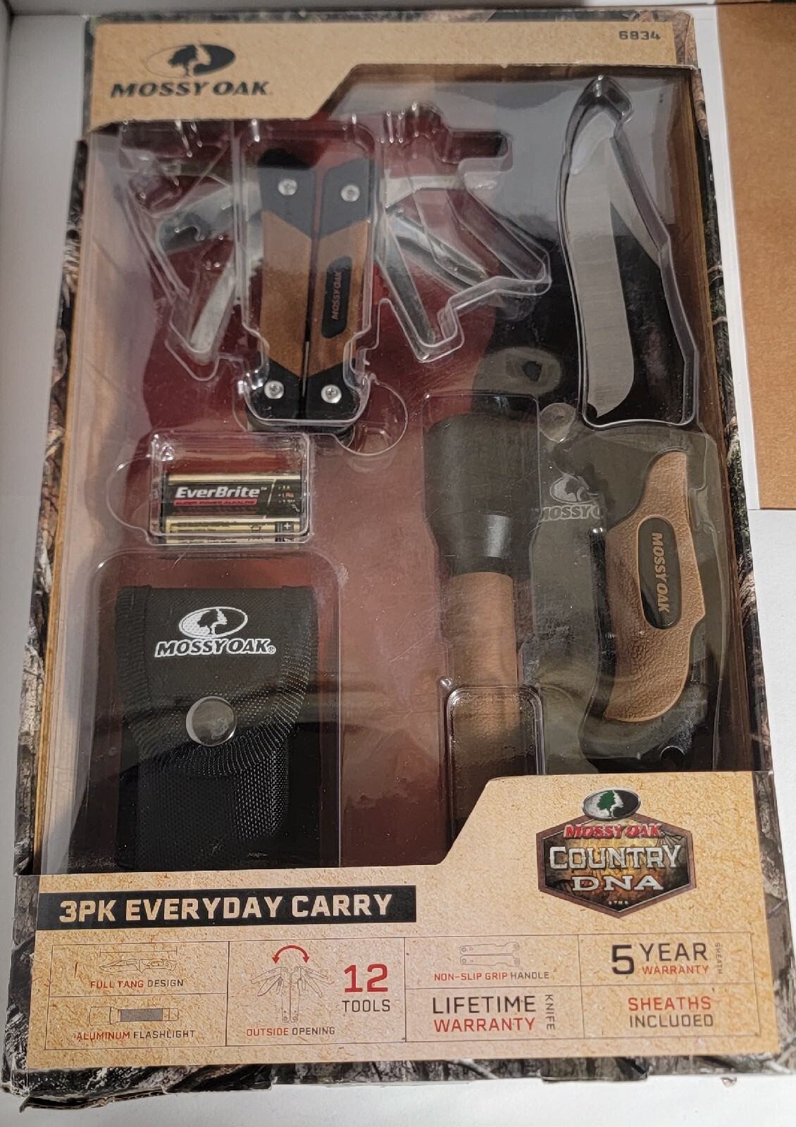 Mossy Oak 3 Pack Everyday Carry 9.25 Knife Multi-Use Tool Flashlight Sheaths NIB
