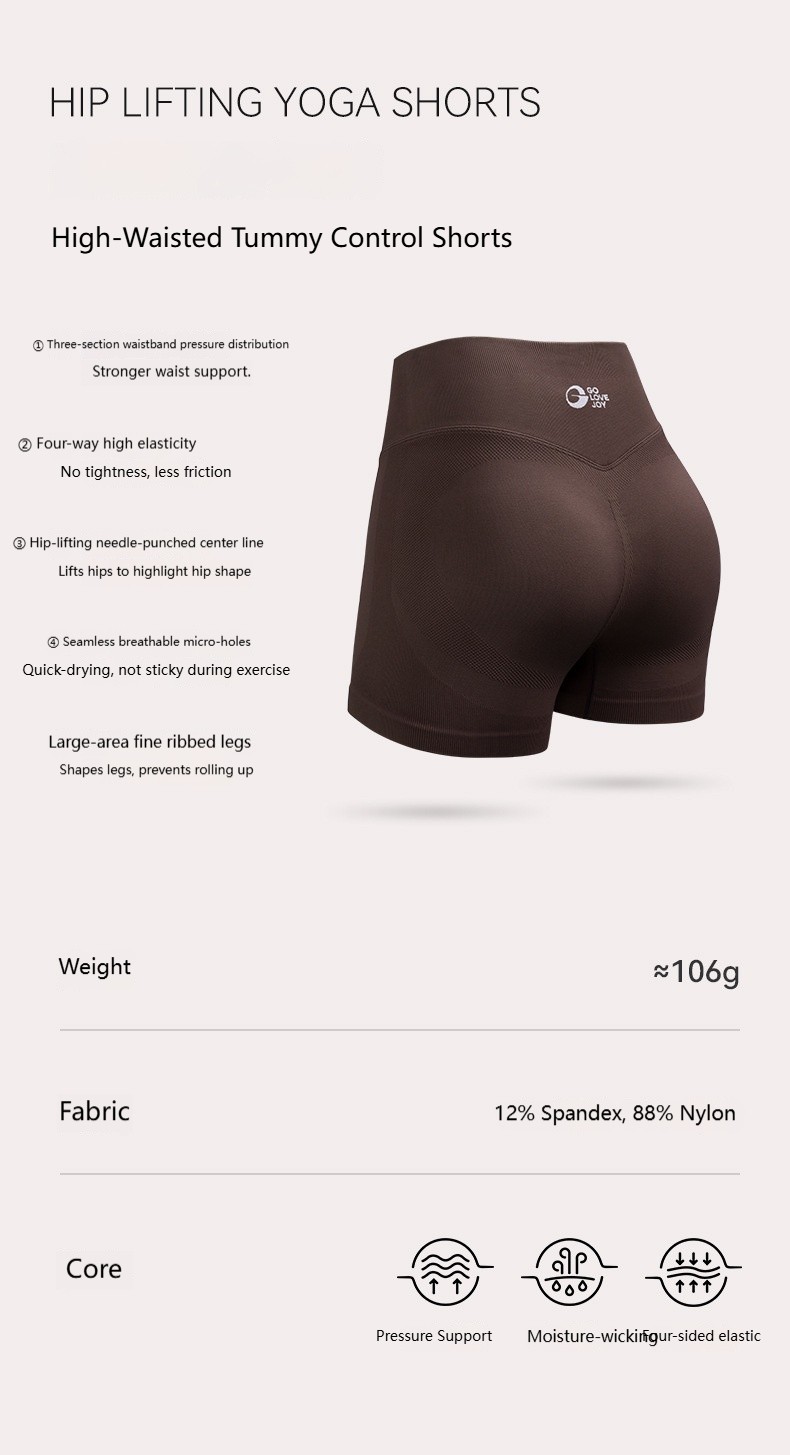 Yoga shorts, three point sports and fitness shorts, women’s high elasticity