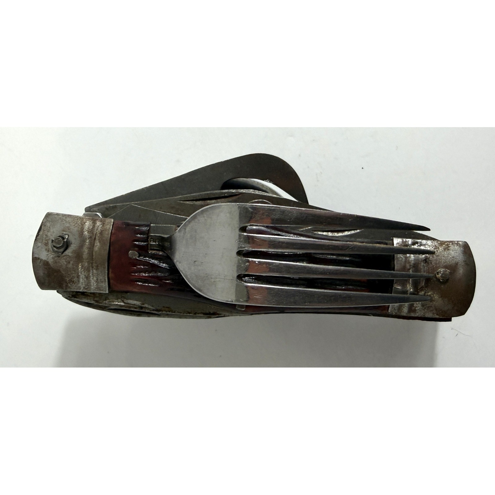 Vintage 10 Blade Multi-Tool Pocket Knife Utensil Set Fork Spoon Saw Blade – More