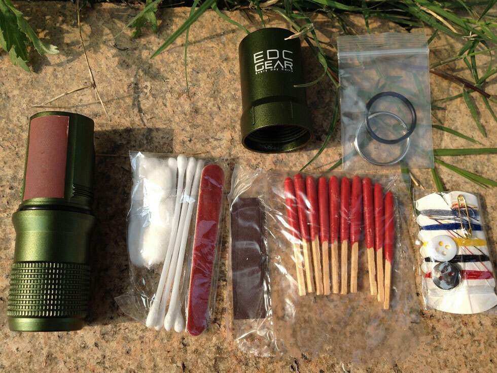HotCNC Aluminium Alloy Outdoor Survival Waterproof Box EDC Tank with Accessories