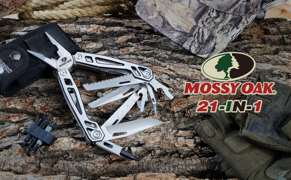 MOSSY OAK 21-in-1 Stainless Steel MultiTool Pocket Knife with Screwdriver Sleeve