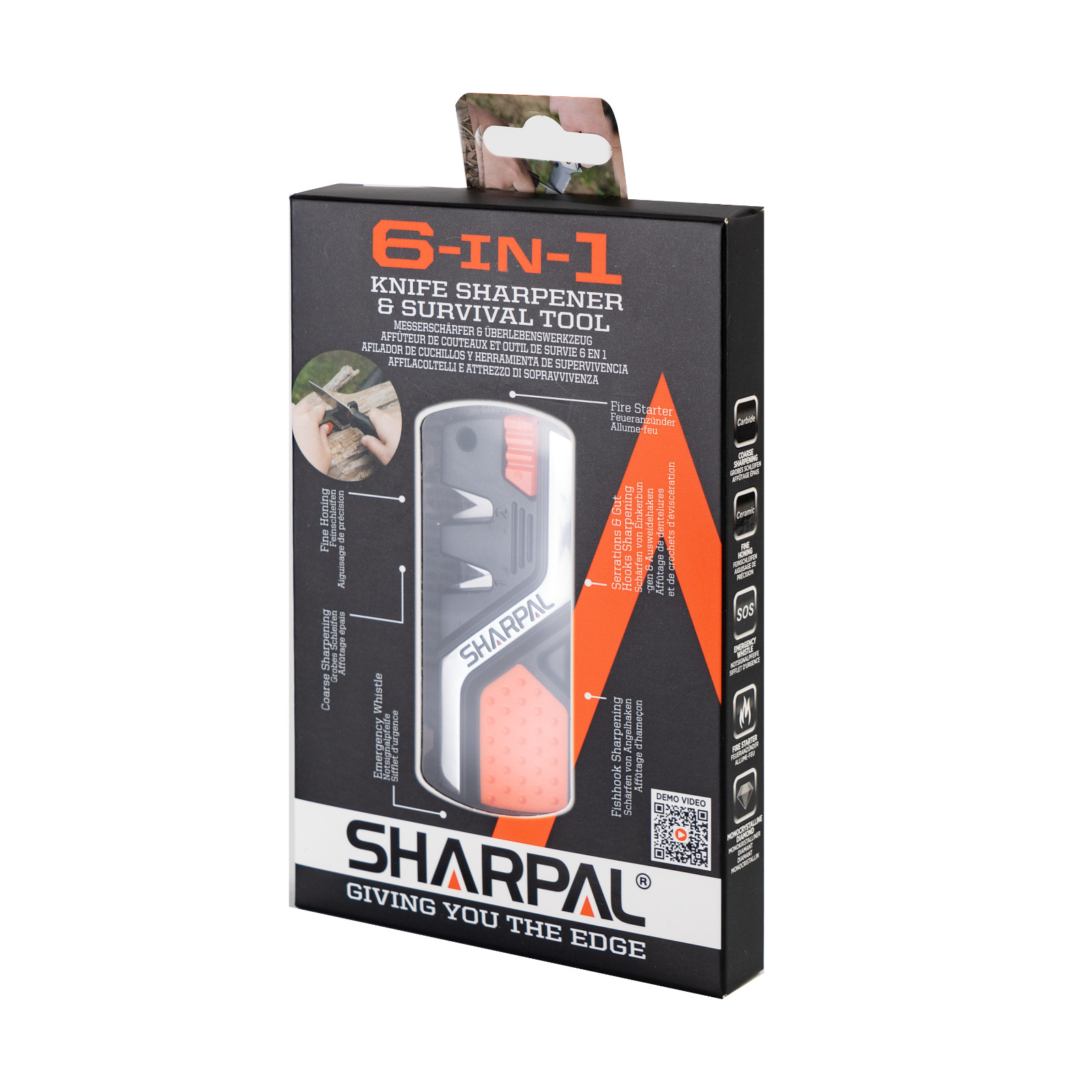 SHARPAL 6-In-1 Pocket Knife Sharpener&Survival Tool, with Fire Starter, Whistle