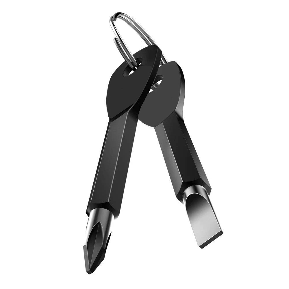 Mini EDC Screwdriver Keychain Tool 1/4 Hex Pocket Multi Tool Flat