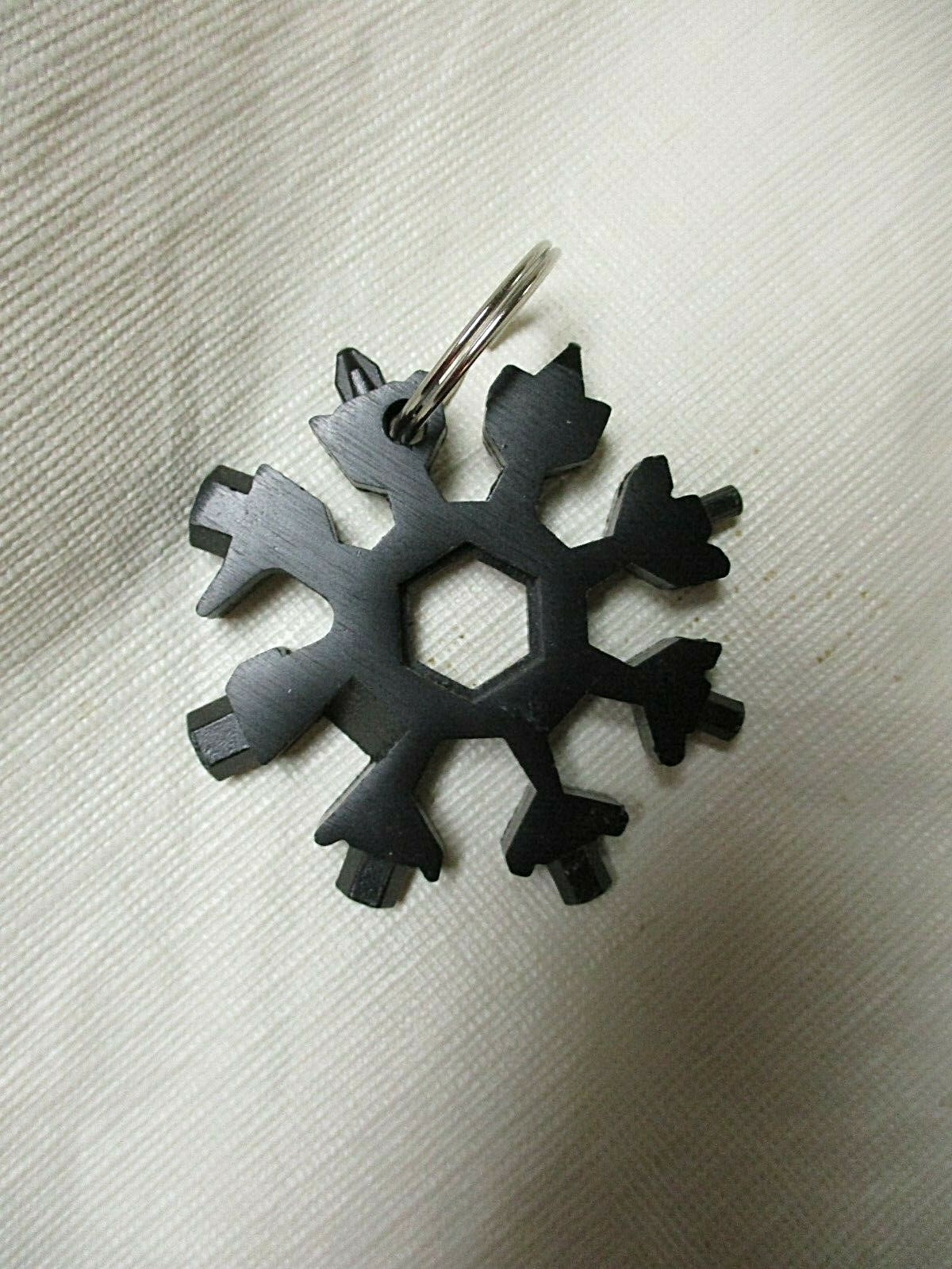 Black Metal Tool MultiTool Portable Snowflake Shape Key Chain Screwdriver
