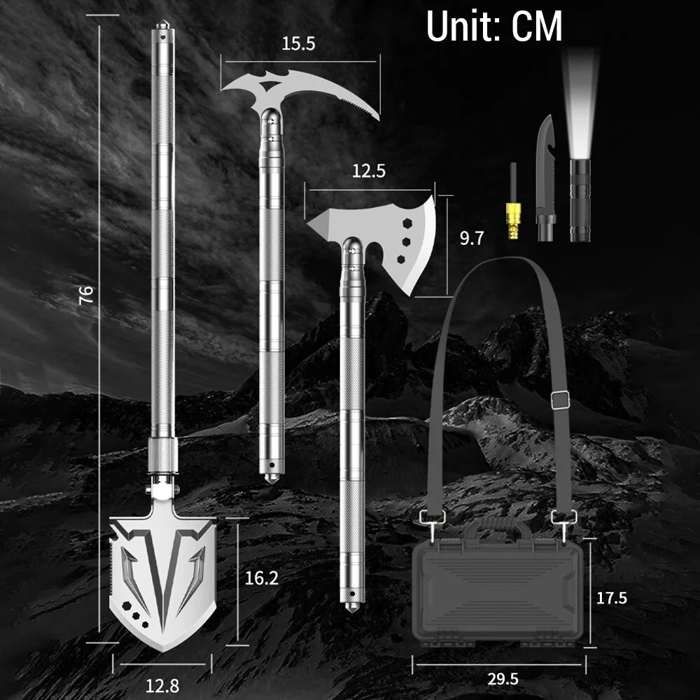 Survival Multi Tool Kit Car Emergency Multifunction Purpose Set Axe Shovel Pick