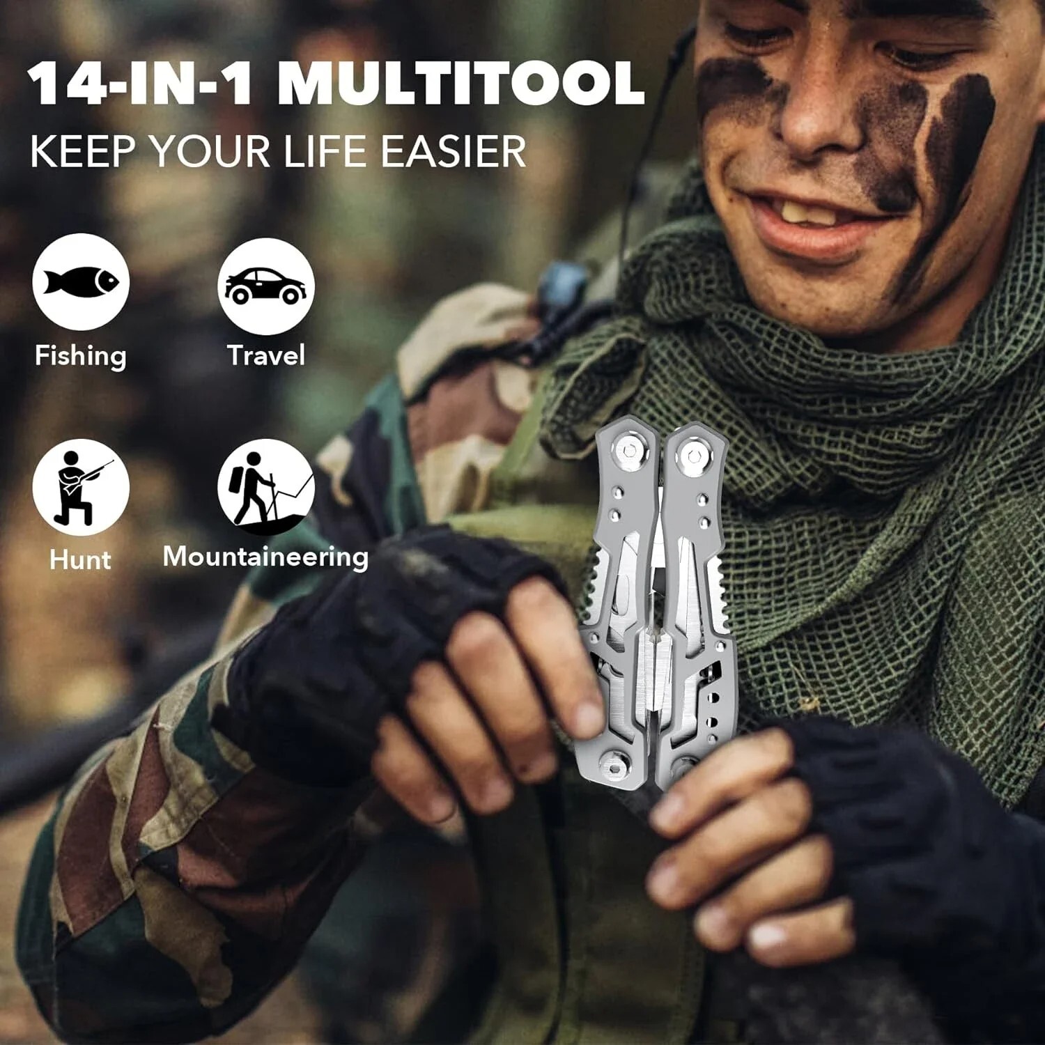Multi Tool Folding Pocket Knife EDC Outdoor Pliers Survival Gear Portable Tool