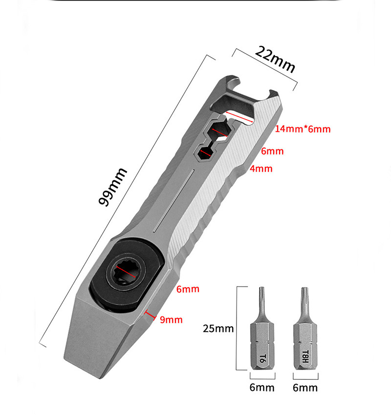 EDC Titanium Alloy Keychain Pocket Pry Bar Crowbar Opener Outdoor Multi Tools
